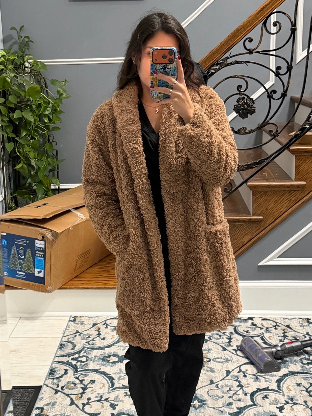 Philosophy Oversized Teddy Coat in Warm Brown
